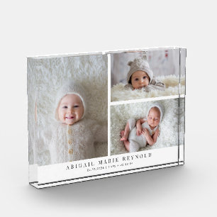3 Colaje de Fotos Blanco Recuerdo de Bebé Nuevo 