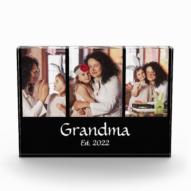 3 Colaje de Fotos Negro Blanco Abuela Establecida (Anverso)