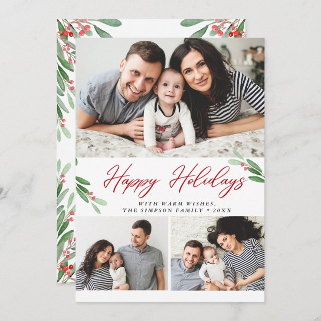 3 Collage de fotos Feliz Saludo de Navidad (Anverso / Reverso)