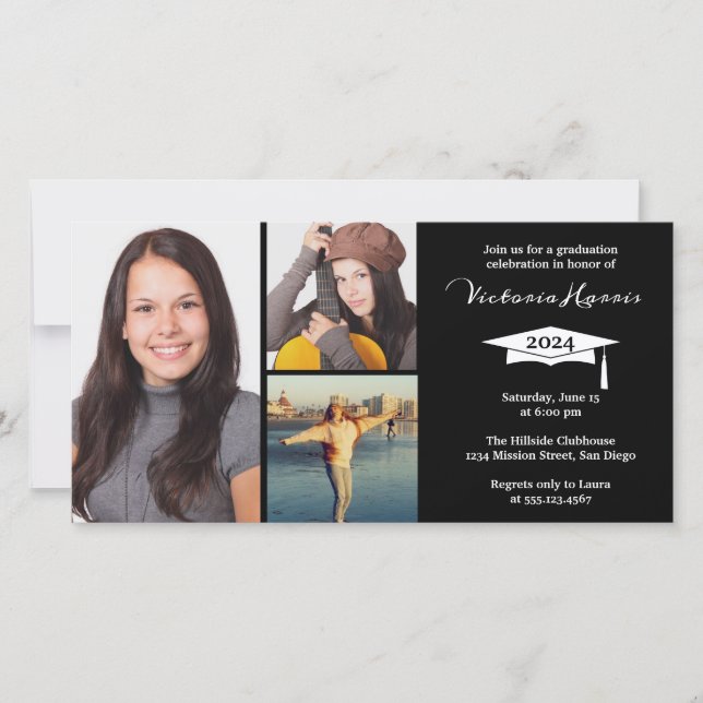 3 Collage fotográfico de clase de Invitación de gr (Anverso)