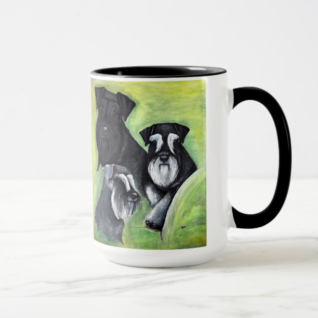 3 colores de la taza de los schnauzers miniatura (Derecha)