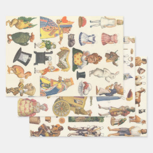 3 Diferentes Escenas de Muñecas de Papel Victorian