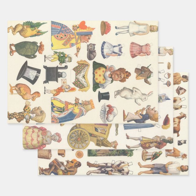 3 Diferentes Escenas de Muñecas de Papel Victorian (Set)