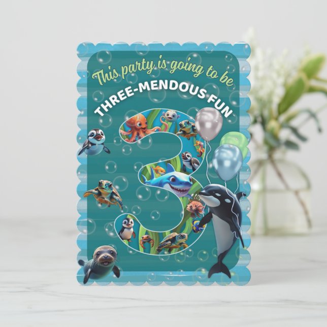 3-Divertida Tarjeta de Cumpleaños Plana Escalonada (Anverso de pie)