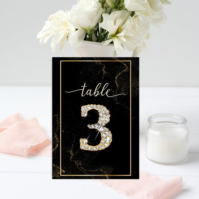 3 Elegantes números de mesa imprimibles de diamant (Subido por el creador)