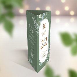 3 en 1 Número de mesa, Menú y tarjeta de agradecim