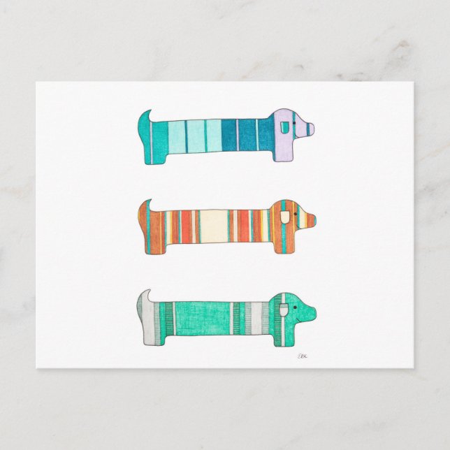 3 Estudio de color de Dachshund #1 postal (Anverso)