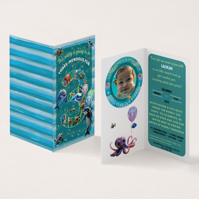 3-Fiesta Increíble Invitación Vertical de Cumpleañ (Interior y exterior)