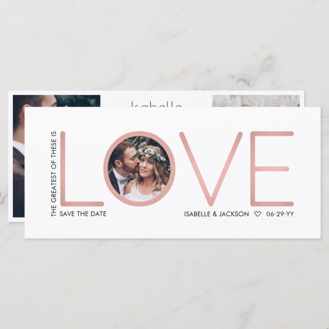 3 Foto Corinthians Love Wedding Save the Date (Anverso / Reverso)