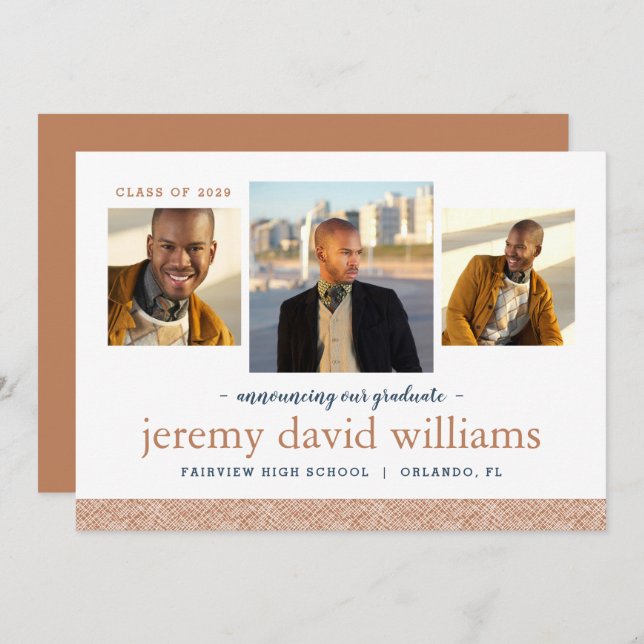 3 Foto Invitación moderna de graduación (Anverso / Reverso)