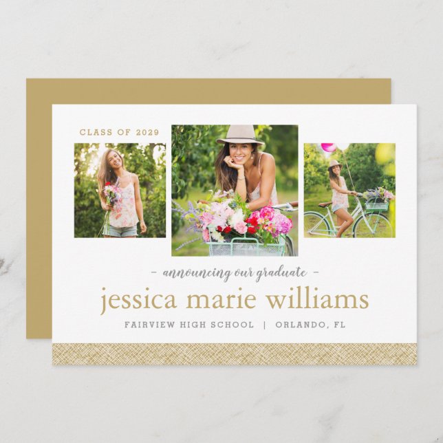 3 Foto Invitación moderna de graduación (Anverso / Reverso)