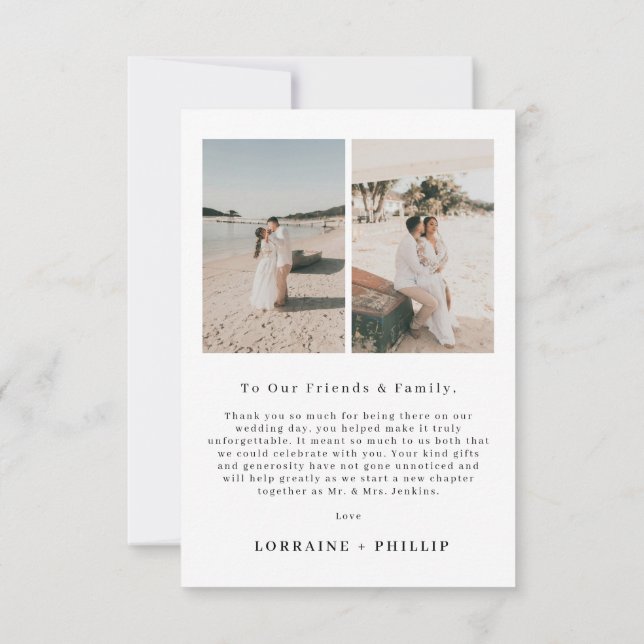 3 foto moderna tarjeta de agradecimiento al boda (Reverso)