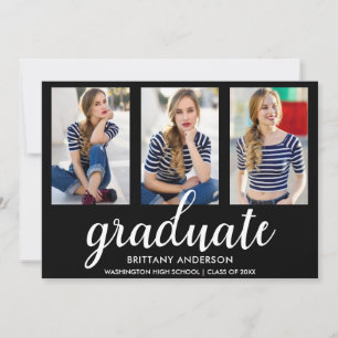 3 Foto Tarjeta de Invitación moderna de graduación