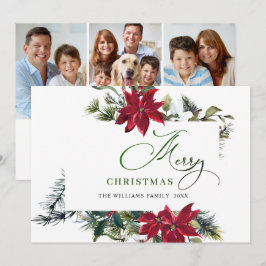3 FOTO Tarjeta de Navidad elegante con Poinsettia