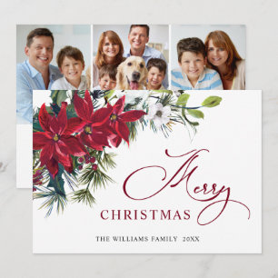 3 FOTO Tarjeta de Navidad elegante de Poinsettia