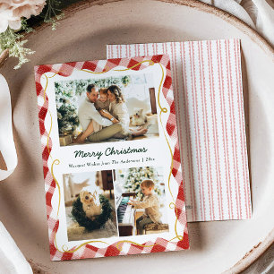 3 Fotografía Vintage Navidad Red Gingham Pattern