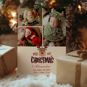 3 Fotografías de niños renos en la primera Navidad