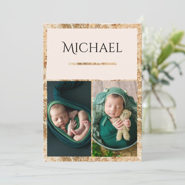 3 fotos Anuncio de nacimiento de bebé (Anverso de pie)