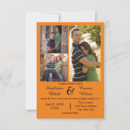 3 Fotos Naranja - 3x5 Invitación a la boda
