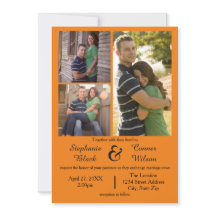 3 Fotos Naranja - Invitación de Boda