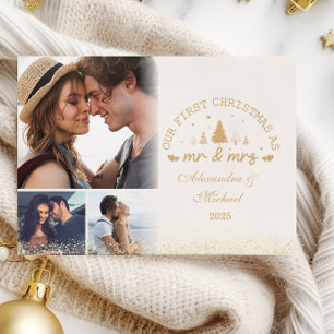 3 Fotos Primera Navidad como Sr y Sra dorado