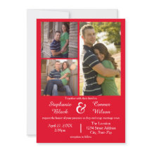 3 Fotos Rojo - Invitación de Boda