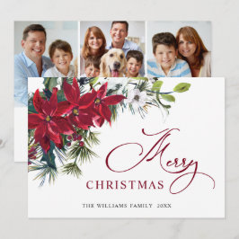 3 FOTOS Tarjeta de Navidad elegante de Poinsettia