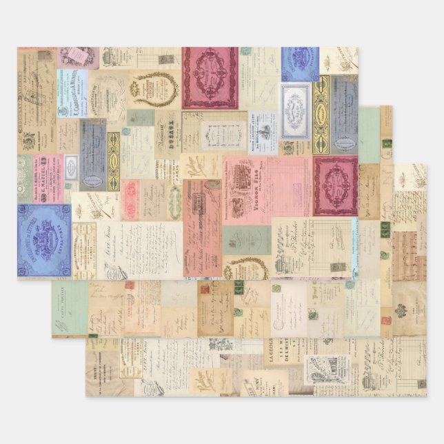 3 Hojas de Ephemera Collage (Set)