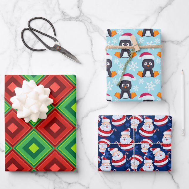 3 Hojas De Navidades Tema Papel De Envoltura (Anverso)
