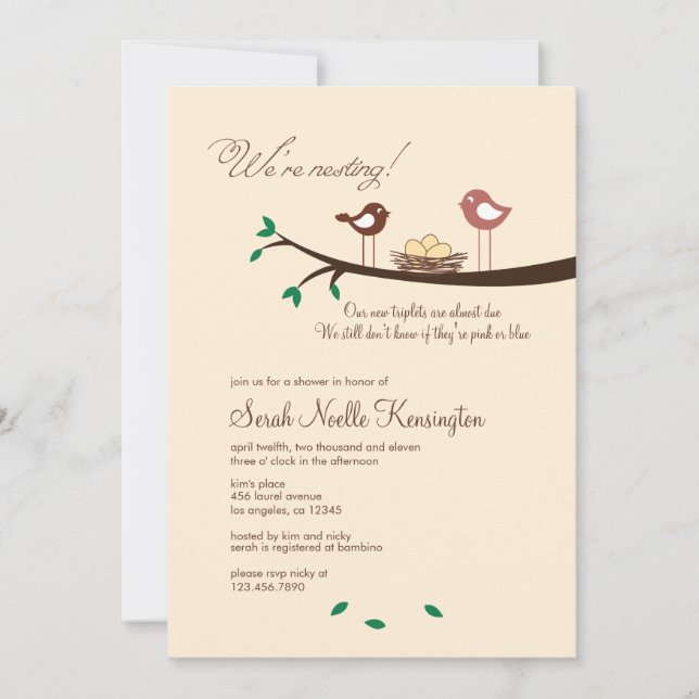 3 huevos amarillos trilliza la invitación a Baby S (Anverso)