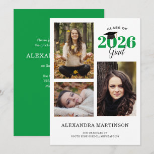 3 Invitación al partido de graduación verde Collag