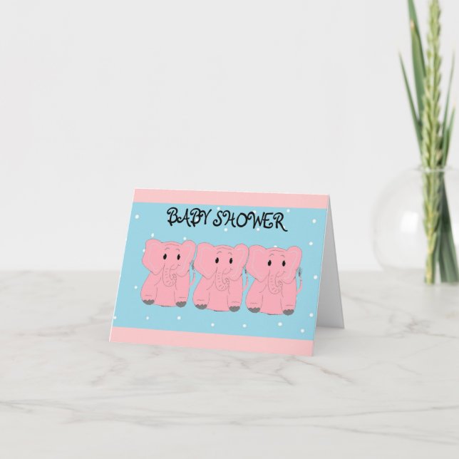 3 Invitación de Baby Shower a Elefantes Rosa (Anverso)