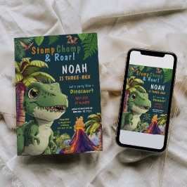 3 Invitación de cumpleaños de Rex Dinosaur 3ª