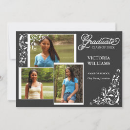 3 Invitación de Graduación de Fotos y Swirls