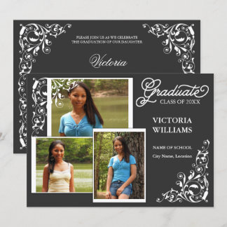 3 Invitación de Graduación de Fotos y Swirls