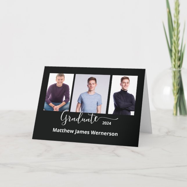 3 Invitación de graduación fotográfica blanco negr (Anverso)