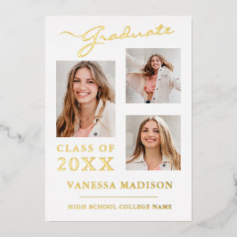 3 Invitación de la graduación de oro blanco con gu