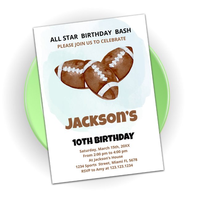 3 Invitaciones de cumpleaños al fútbol marrón (Subido por el creador)