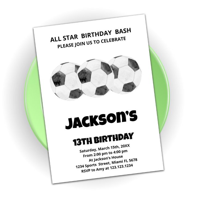 3 invitaciones de cumpleaños para el fútbol blanco (Subido por el creador)