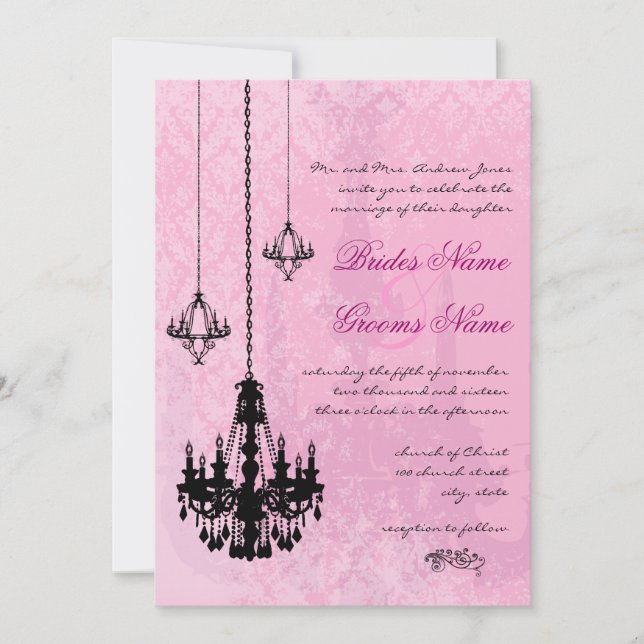 3 lámparas negras invitaciones a la boda de damasc (Anverso)