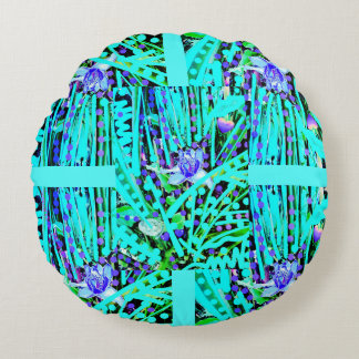 3 lunas de corazón azul y almohada redonda de Rosa