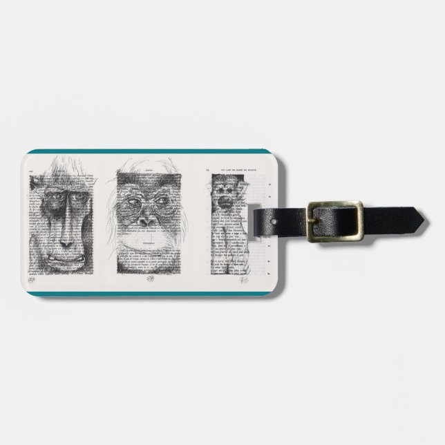 3 Monos Etiqueta de equipaje del año nuevo chino 2 (Frente Horizontal)