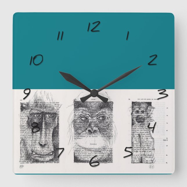 3 monos Reloj de pared zoológico chino de año nuev (Anverso)