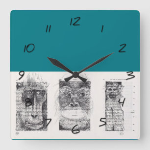 3 monos Reloj de pared zoológico chino de año nuev