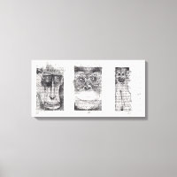 3 monos sabios para el lienzo del año mono 2016