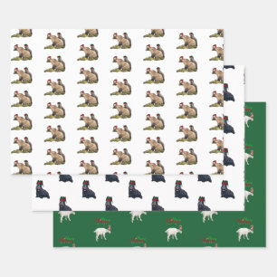 (3) Navidades envolviendo hojas de perro y fauna