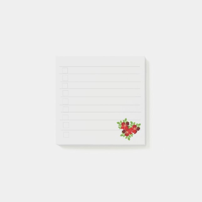 3 Notas Post-it de Flores Rojas (Anverso)