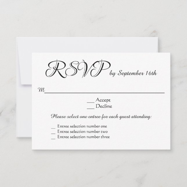 3 Opciones de menú Entree Boda Respuesta RSVP (Anverso)