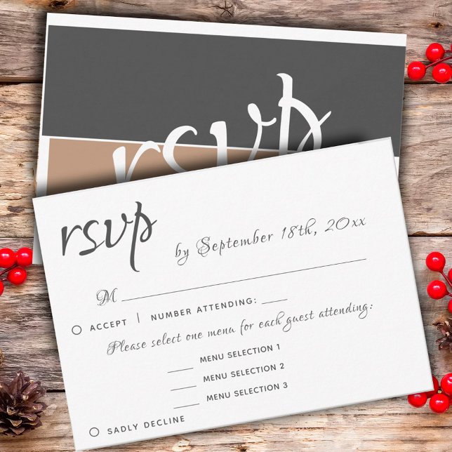 3 Opciones de menú Entree Reply Elegante Boda RSVP (Subido por el creador)
