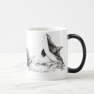 3 orcas que juegan la taza Morphing